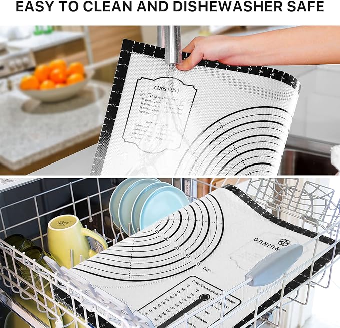 DANIA & DEAN 36"x24" Large Durable Silicone Baking Mat for Pastry and Bread | Non-Slip & Non-Stick Mat with Measurements, for Pizza, Pie Crust, Dough Rolling, Pasta & Sourdough, Reusable Counter Sheet - Image 6