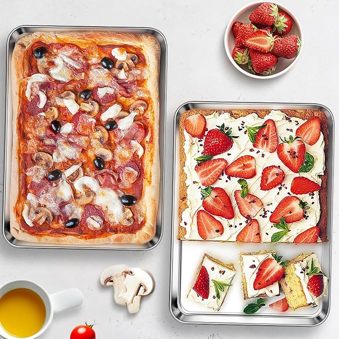 Homikit 3 Pack Stainless Steel Quarter Sheet Pan Set for Toaster Oven | 10 x 12 Inches Small Baking Sheets, Metal Cookie Pans, Flat Bacon Tray, Non Toxic, Non Stick, Rust Free, Dishwasher Safe - Image 9