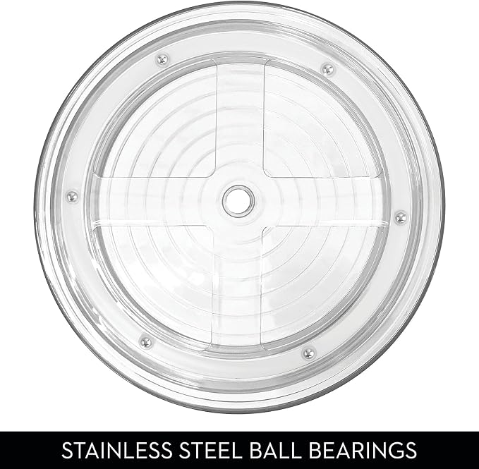 iDesign 9-Inch Plastic 2-Tier Lazy Susan Turntable, Set of 2, Clear/Chrome - Image 4