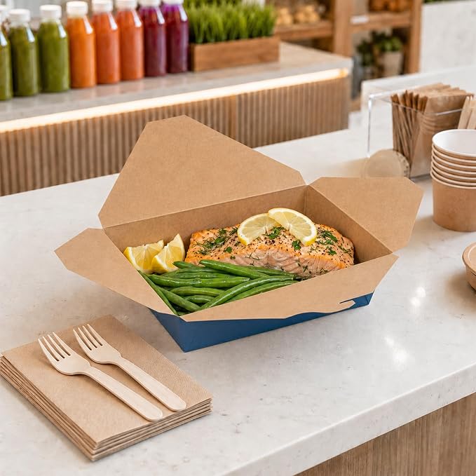 Restaurantware-Bio Tek 8.5 x 6.2 x 1.9 Inch Food Containers, 200 Durable Takeaway Boxes - Disposable, Sturdy, Frenchie Paper 49 Ounce Takeout Boxes, Rectangle, For Takeouts And Delivery, Or Picnics - Image 4