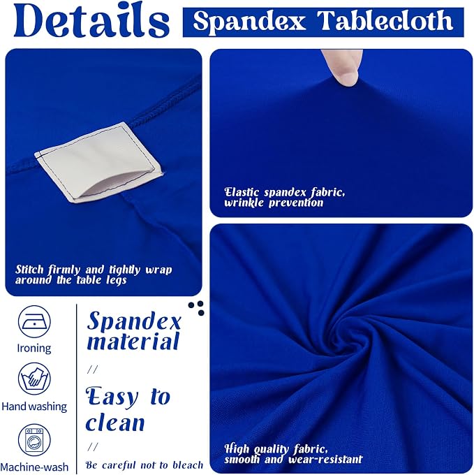 6Pcs 5FT Royal Blue Round Spandex Tablecloth 60 inch Stretchable Table Cover Tight Fit Stretch Tablecover Wrinkle Resistant Washable Table Cloth for Weddings Birthday Banquets Parties Festival - Image 3
