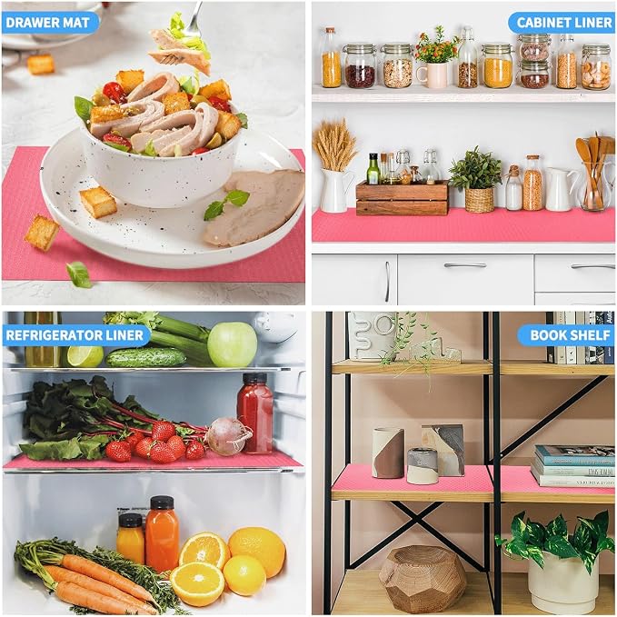 Bloss Pink Shelf Liners 17.7" x 78.7", Under Sink Mat, Non Adhesive EVA Drawer Liners for Bathroom, Kitchen, Desks, Decor Shelves - Image 2