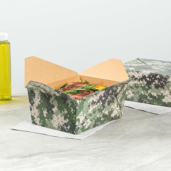 Restaurantware Paper Food Box 50 Count 90 Oz Leakproof Paper Lunch Box Greaseproof Food Container Tab-Lock Design 8.5 x 6.2 x 3.5 Inches Green - Image 6