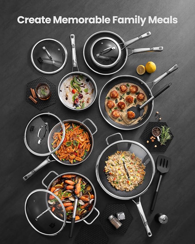 11-Piece Hybrid Stainless Steel Cookware Set, Non Stick Pots and Pans - Image 2