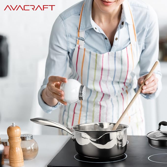 AVACRAFT 1.5 Quart Stainless Steel Saucepan with Glass Strainer Lid - Image 7