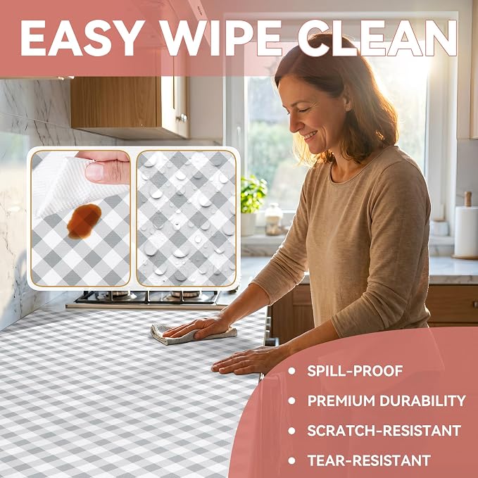RAY STAR 12X120 Inch Shelf Liner for Kitchen Cabinets, Non-Adhesive Cabinet Liner Washable, PVC Drawer Liner for Dresser Non-Slip Bathroom (Plaid)(1 Roll) - Image 4