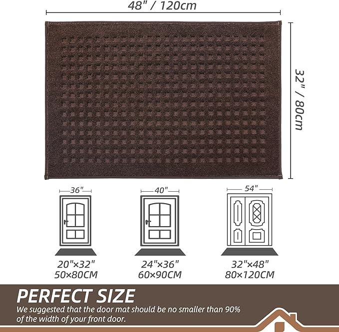 BEQHAUSE Dirt Trapper Door Mats 32"x48", Non Slip Washable, Dark Brown - Image 2