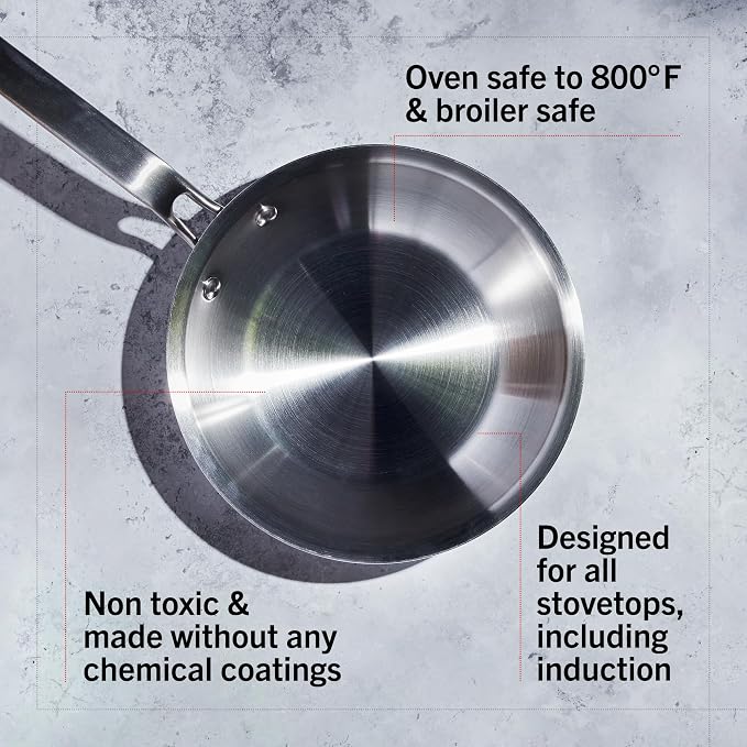 Heritage Steel x Eater 4 Quart Saucepan with Lid | Made in USA | 5-Ply Fully Clad Stainless Steel Pan | Stay Cool Handle Design | Induction Capable & Non-Toxic Cookware - Image 8