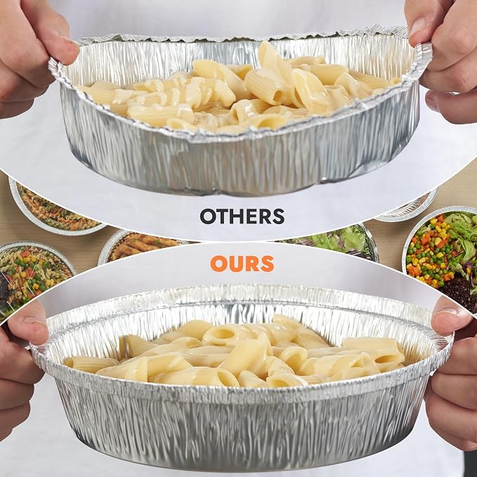 CURTA 7" Round Aluminum Foil Pans with Clear Lids | Heavy Duty | Great for Broiling, Baking, Storage, Roasting, Takeout, Air Fryer | 30 Pack - Image 6