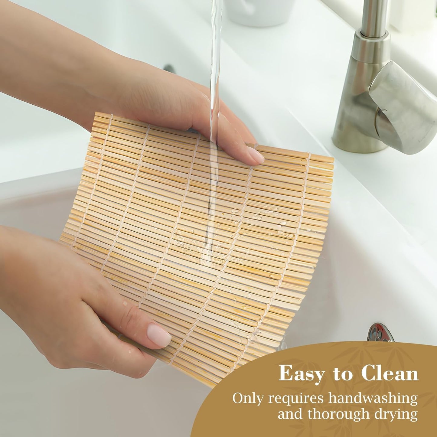 Fusion Select 1 Pk Bamboo Sushi Mat - Sushi Roller Mat for Making, Shaping & Molding Sushi Roll & Kimbap - Food-Safe Sushi Making Supplies, Tools & Accessories - Made of Natural Bamboo - 9.5x9.5