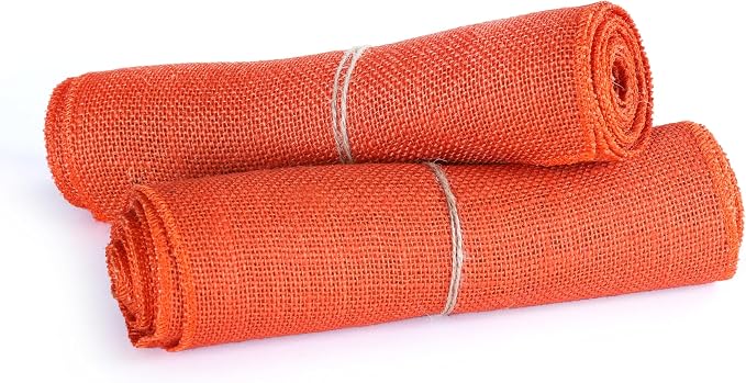 MDS® Pack of 20 Natural Burlap Table Runner, 12 x 72 Inch, Jute Rustic Farmhouse Boho Table Decor for Wedding Reception, Dining Table, Bridal Shower, Baby Shower & Party Decorations - Orange - Image 5