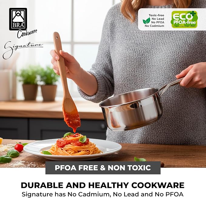 BRA COOKWARE Signature Stainless Steel Saucepan w/Lid | 6.3 Inches 1.2 Qt - Image 6