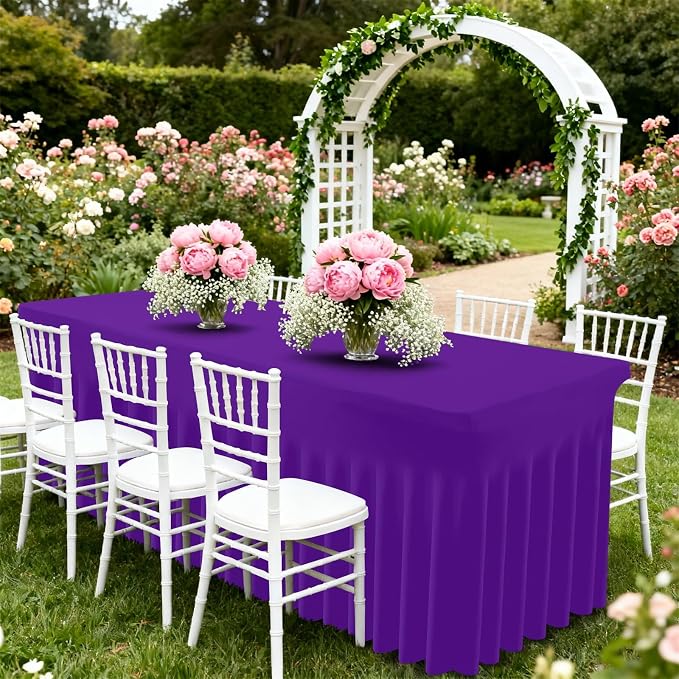 Moosfor 2 Pack Spandex Fitted Rectangle Tablecloth, Elastic Table Skirt - Image 7