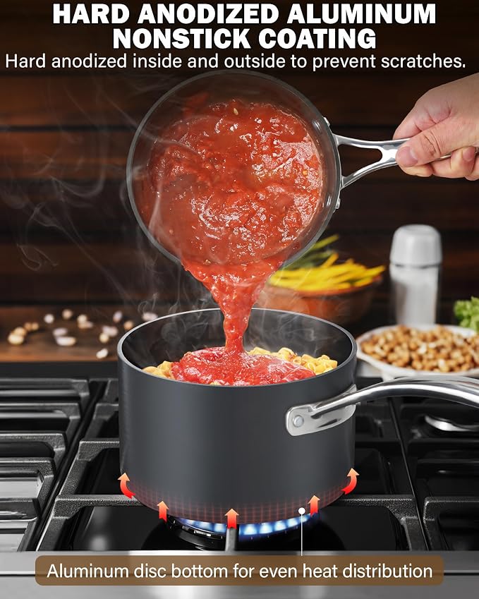 Cooks Standard 3-Quart Hard Anodized Nonstick Saucepan with Glass Lid - Image 4