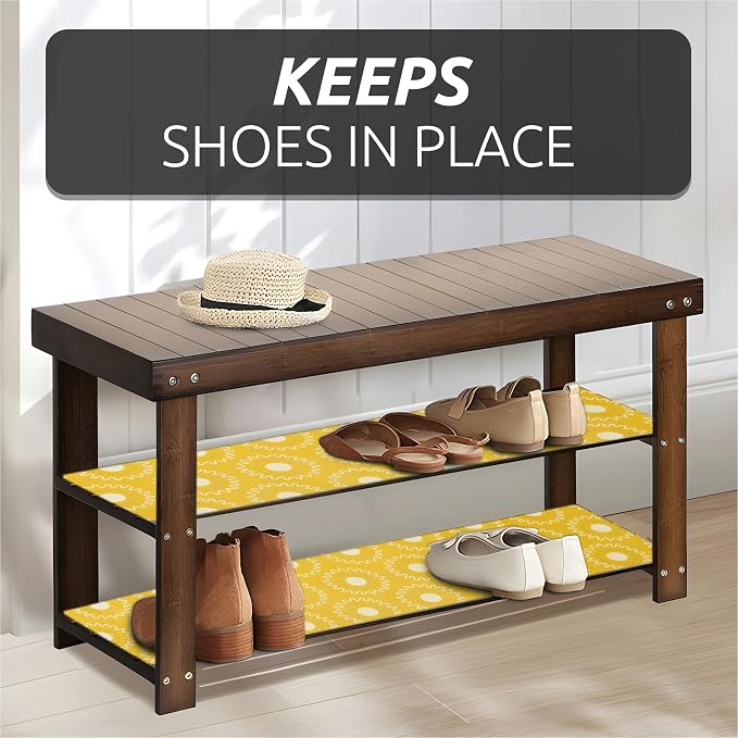 18X96 Inch Shelf Liner for Kitchen Cabinets, PVC Drawer Liner for Dresser Non-Slip Bathroom, Non-Adhesive Cabinet Liner Washable (Yellow Circle)(5 Roll) - Image 5