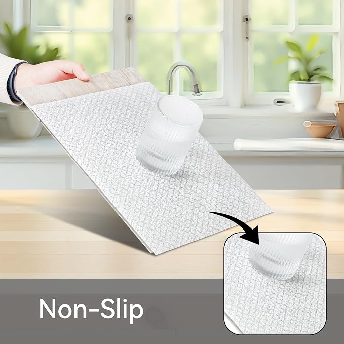FIFTY FEET 12"x120" Non-Adhesive Shelf Liner for Kitchen Cabinets and Drawers, Washable Non-Slip PVC Cabinet Liner (White Circle)(3 Roll) - Image 2