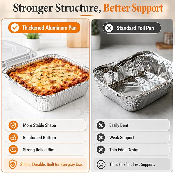 8x8 Aluminum Foil Pans, 20 Pack Foil Pans Disposable - Image 3