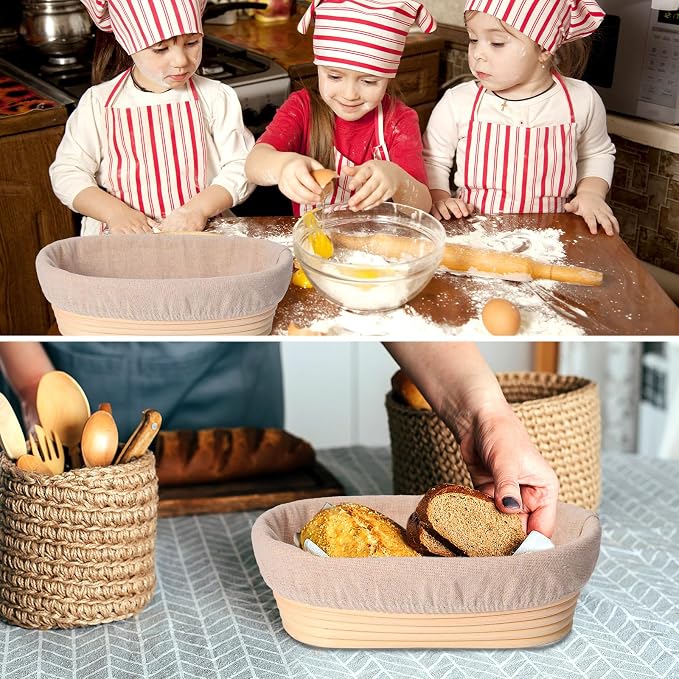 Ziliny 6 Pack Bread Banneton Proofing Basket for Sourdough,10 Inch,Oval | Natural Rattan Basket with Linen Liner, Non-stick Dough Proofing Bowls for Home Baking, Artisan Bread Shaping Kit - Image 8
