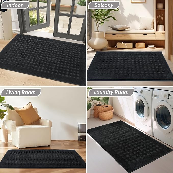 BEQHAUSE Dirt Trapper Door Mats 20"x32", Non Slip Washable, Black - Image 8