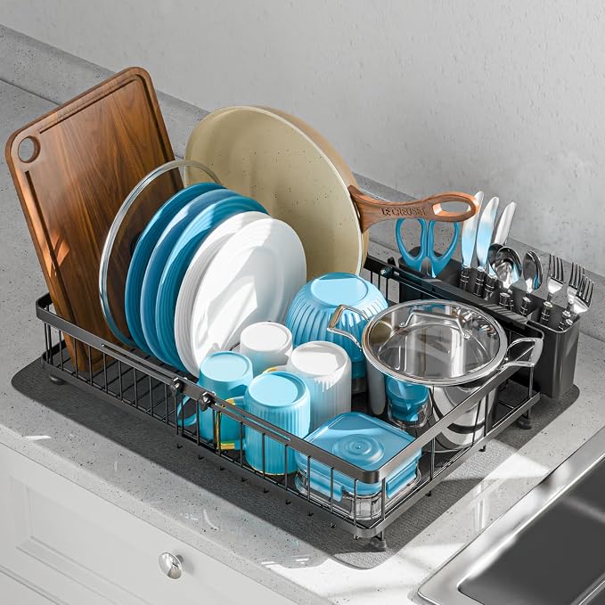 GSlife Large Dish Drying Rack - Expandable for Kitchen Counter, Black by GSlife
