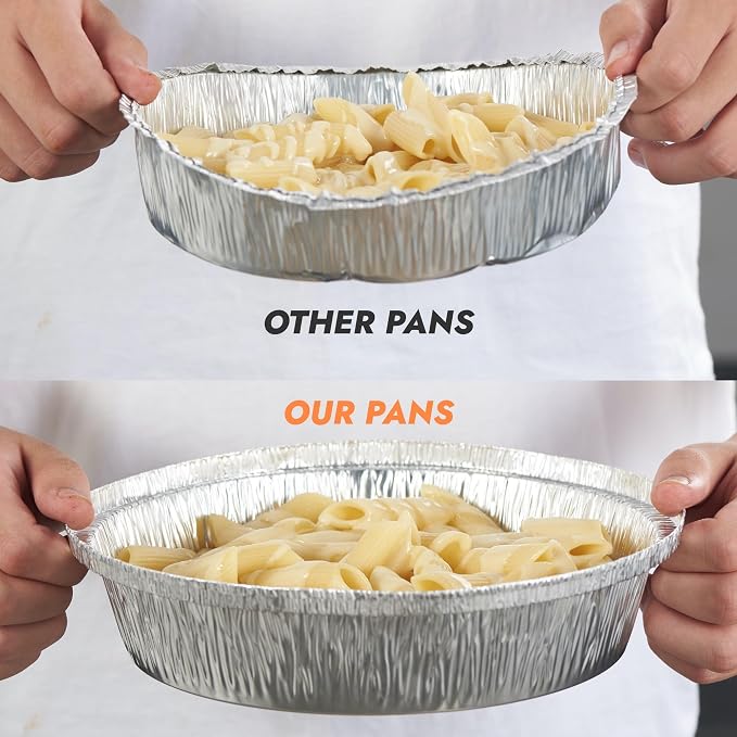 CURTA 9" Round Aluminum Foil Pans with Clear Lids | Heavy Duty | Great for Broiling, Baking, Storage, Roasting, Takeout, Air Fryer | 120 Pack - Image 6