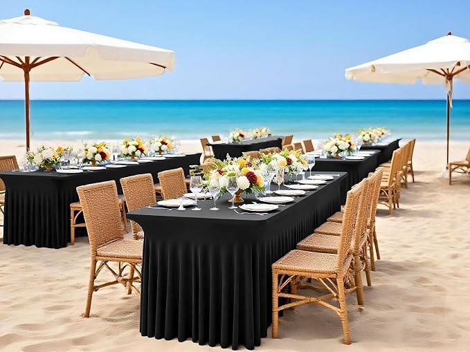 6 Packs Black Spandex Table Clothes for 8 Ft Tables - Image 7