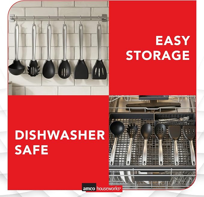 Amco – 6-Piece Nylon Utensil Set – Black, Set of 6 - Image 5
