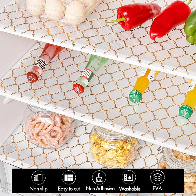 Cooyes Shelf Liner, Non Adhesive Drawer and Cabinet Liner, EVA Washable Oil-Proof Shelf Paper for Kitchen Cabinets, Refrigerator, Storage, Desks with Modern Pattern - Image 7
