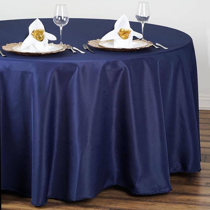 Balsa Circle 10 pcs 108 inch Navy Blue Round Washable Polyester Easy-Care Tablecloth for Indoor and Outdoor Bridal Shower Wedding Table Buffet Table Parties Events Kitchen Dining - Image 4