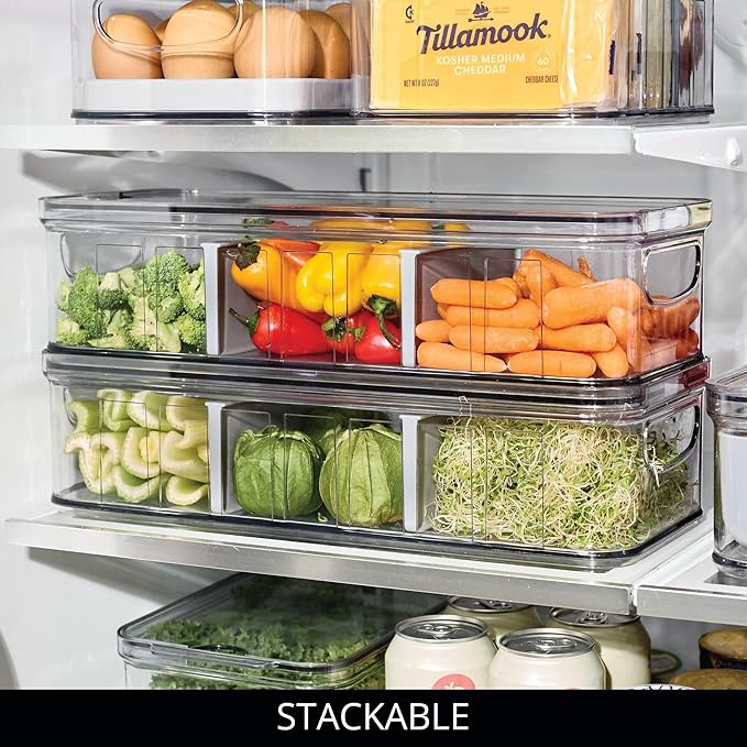 iDesign Large Fridge Organizer Bin, Clear/Gray, Set of 3 - Image 5