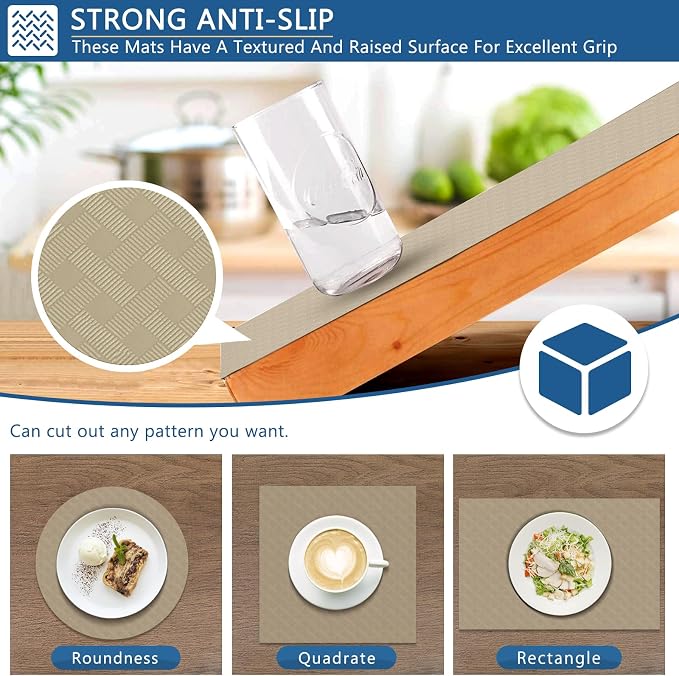 Self Adhesive Shelf Liner, 23.6"W x 196.8"L Contact Paper for Cabinet Khaki - Image 3