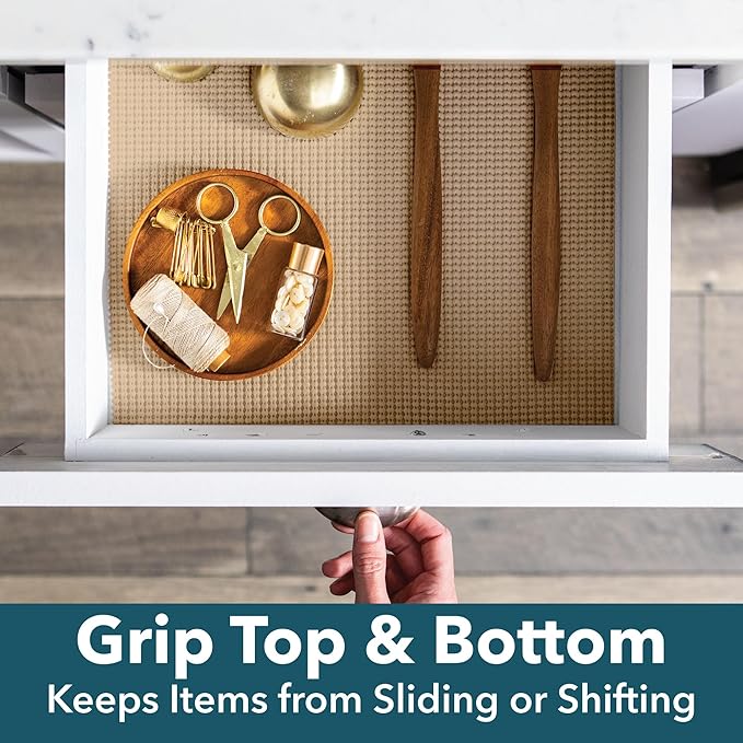 EasyLiner Select Grip Shelf Liner, Easy to Install & Cut to Fit,Non Slip, Non Adhesive, Drawer Shelf & Cabinet Liner for Kitchen, Bathroom, Pantry Cupboards, 12 in x 24 ft (1 Roll), 24 ft, Light Gray - Image 3