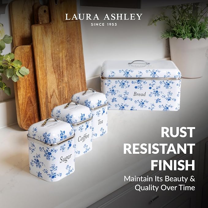 Laura Ashley China Rose Large Bread Box for Kitchen Countertop - Breadbox | Durable Bread Storage Container, Food Grade Metal Bread Bin, Removable Lid, Keep Bread Fresh, Rust Resistant, Easy to Clean - Image 7