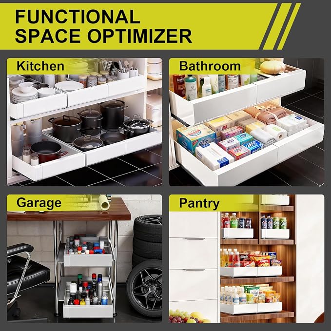21" Deep Pull Out Cabinet Organizer, 12-22 Inch Expandable Drawer, 2 Pack - Image 7