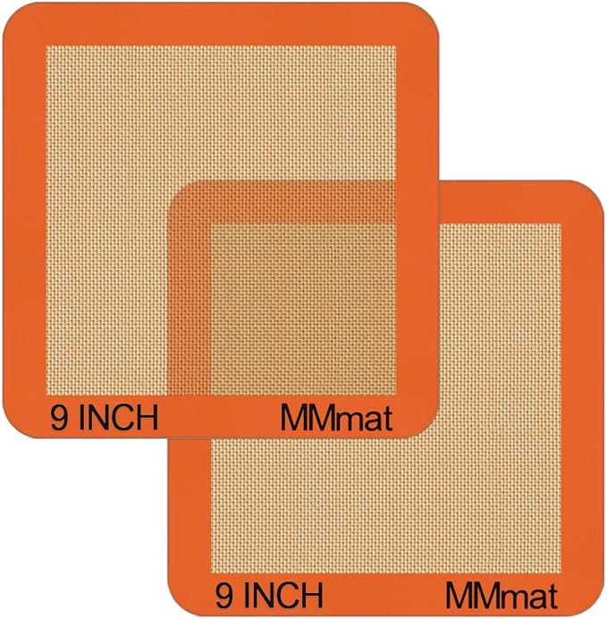Best German Silicone Baking Mats - 9 inch | Set of 2 Square Non-Stick Reusable Air Fryer Linner, Non Slip, BPA Free, PFOA Free, Non-toxic, Dishwasher Safe by MMmat