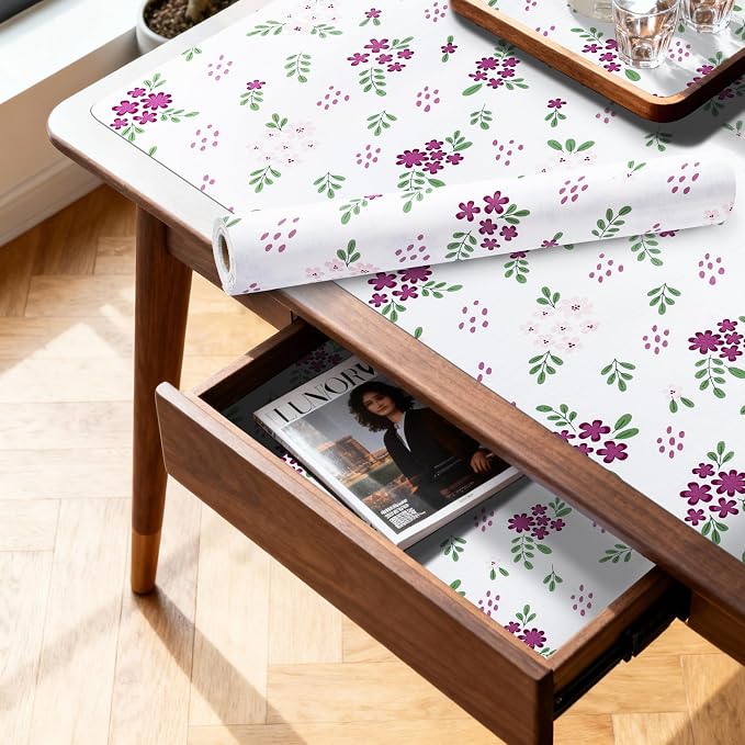 RAY STAR 18 Inch x 8 Ft Shelf Liner for Kitchen Cabinets, Non-Adhesive Cabinet Liner Washable, Drawer Liner for Dresser Non-Slip Bathroom [White Pink Floral](2 Rolls) - Image 2
