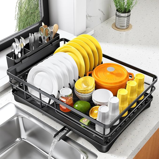 SNTD Dish Drying Rack for Kitchen Counter, 11.8" W x 16.7" L, Black - Image 8