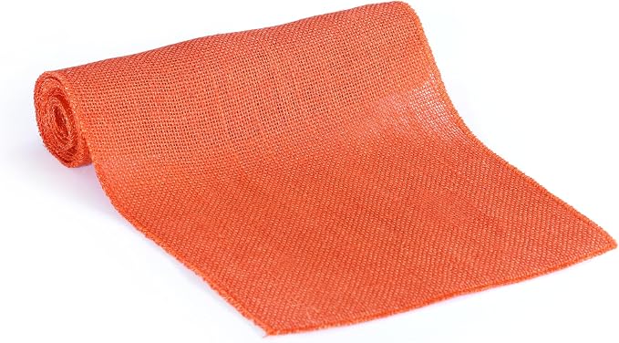 MDS® Pack of 20 Natural Burlap Table Runner, 12 x 72 Inch, Jute Rustic Farmhouse Boho Table Decor for Wedding Reception, Dining Table, Bridal Shower, Baby Shower & Party Decorations - Orange - Image 4
