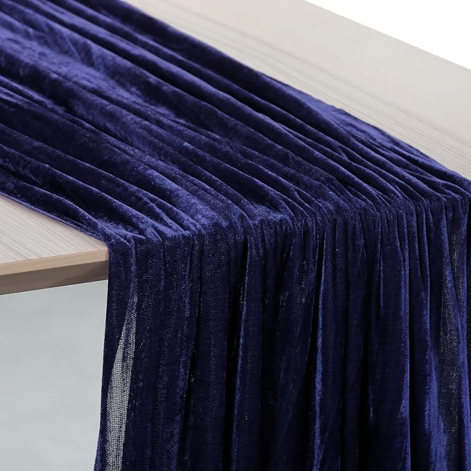 MDS® Pack of 6 | Navy Blue | Velvet Table Runner 20 x 120 Inches 10ft Long Luxurious Soft Romantic Wedding Runners for Party Reception Bridal Shower Birthday Banquets Dinner Table Decoration - Image 5
