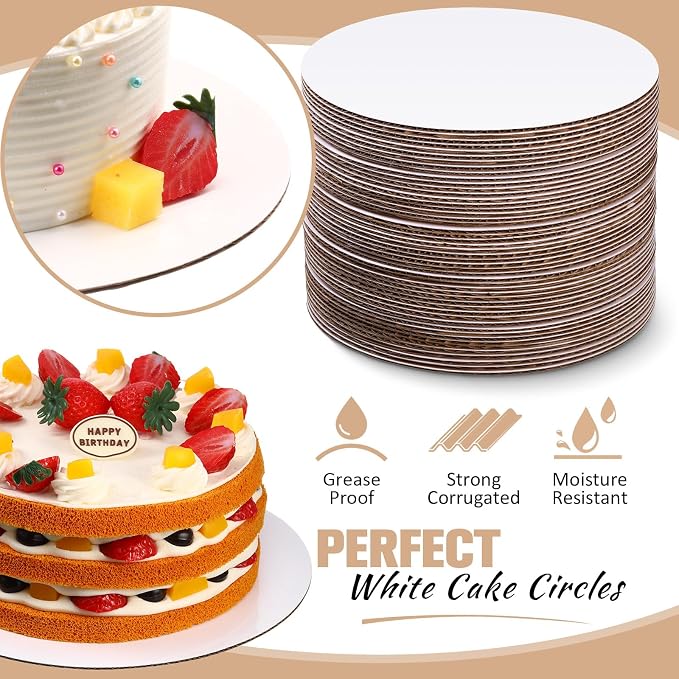 Potchen 100 Pack 8 Inches Round Cake Boards Cardboard, White - Image 3