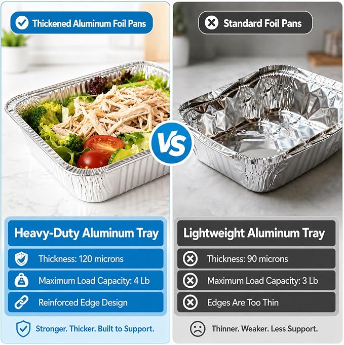 9x13 Aluminum Pans With Lids, 20 Pack Disposable Half Size Foil Pans - Image 5