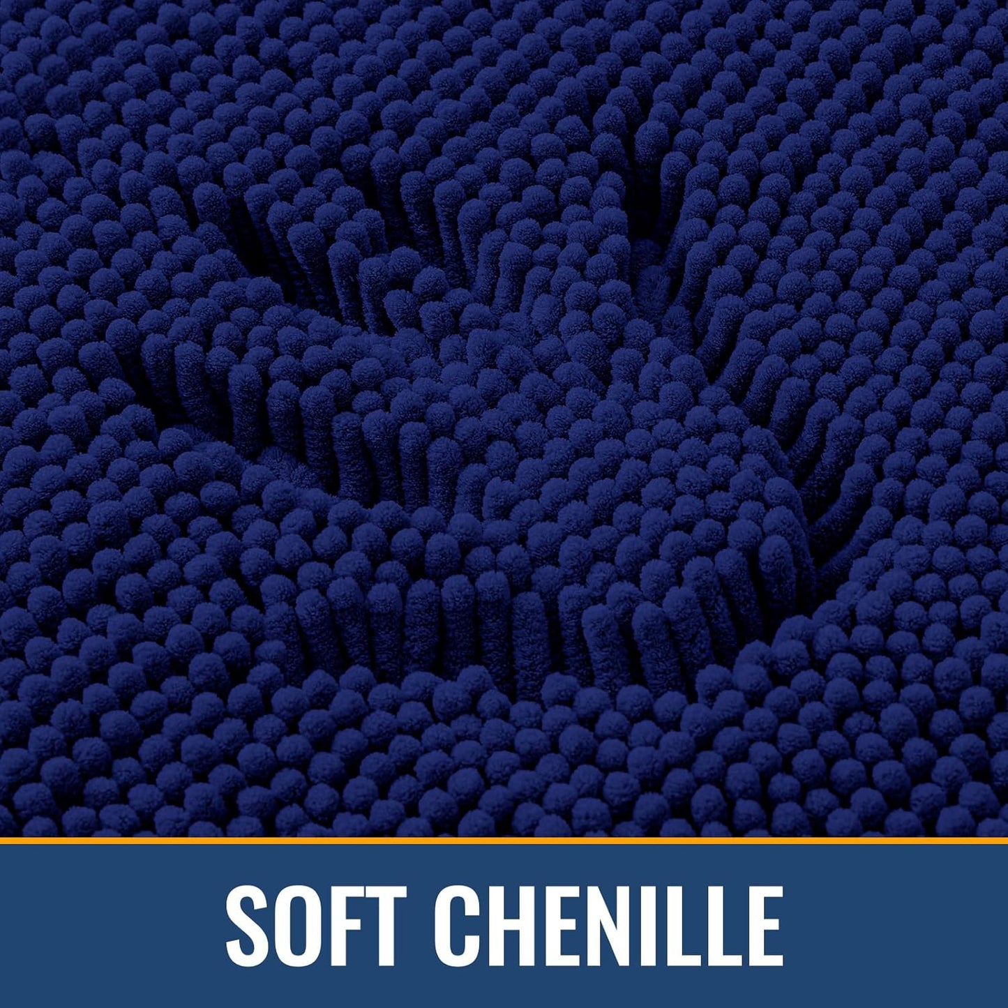 Arotive Bathroom Rugs 47x24, Extra Soft Absorbent Shaggy Chenille Bath Rugs, Machine Washable Rubber Backing Non-Slip Bath Mats for Bathroom Floor Tub and Shower, Home Decor Accessories, Navy