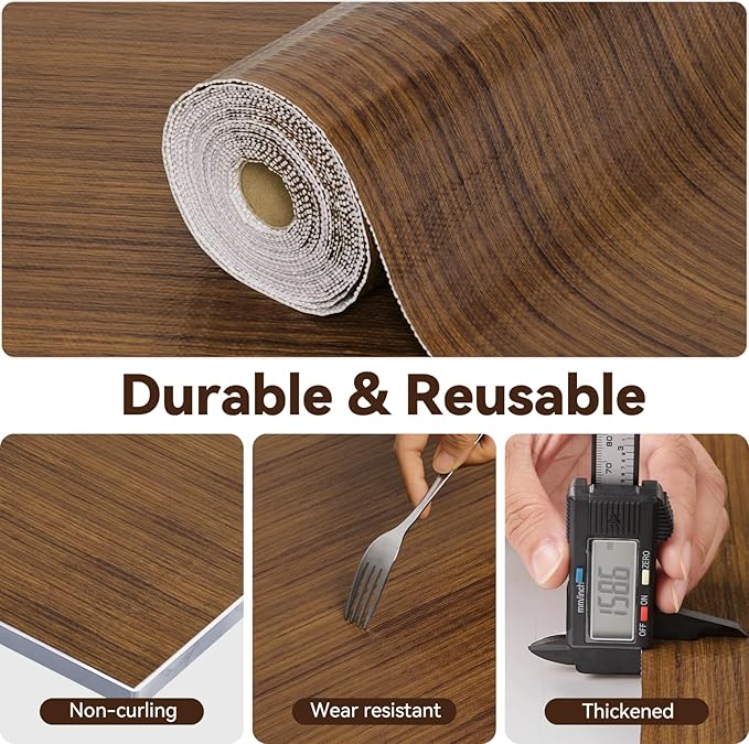 Drawer Shelf Liner for Kitchen Cabinets, Non Adhesive Slip Resistant Shelf Paper Easy to Clean, Strong Grip Thickened Waterproof Washable Mats for Pantry Shelves, Cupboard, Wood Grain, 24 in x 30 FT - Image 4