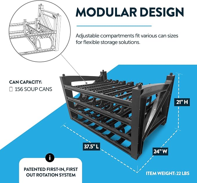 Shelf Reliance Cansolidator Max Small - 1-Pack Can Organizer for Pantry, Stackable Soda Can Storage for Kitchen, Holds 156 Cans of Food or Soda - Image 4