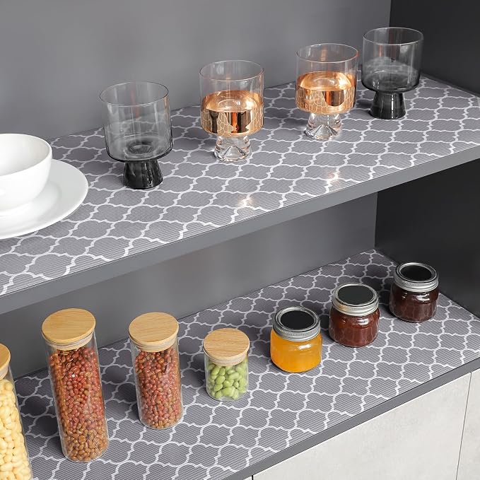 Glotoch Drawer Liner and Shelf Liner, 12 in x 30 ft, Quatrefoil Gray - Image 8