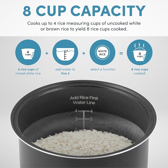 AROMA Professional Digital Rice Cooker, Multicooker, 4-Cup (Uncooked) / 8-Cup (Cooked), Steamer, Slow Cooker, Grain Cooker, 2Qt, Stainless Steel Exterior, ARC-994SG - Image 5