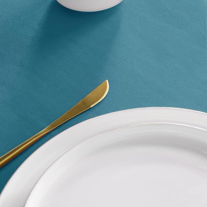 sancua Round Tablecloth, 108 Inch, Teal - Image 6