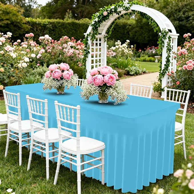Moosfor 2 Pack Spandex Fitted Rectangle Tablecloth, Elastic Table Skirt - Image 7