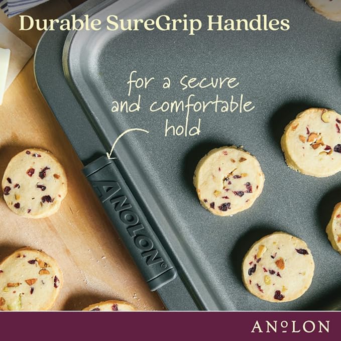 Anolon Advanced Nonstick Bakeware/Baking Sheet and Cooling Rack Set, 2 Piece, Gray - Image 3