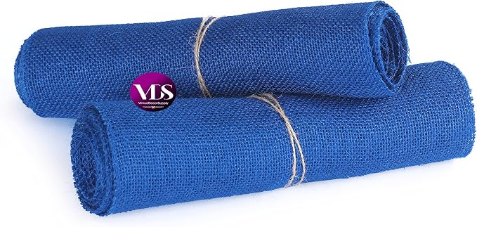 VDS Pack of 12, Burlap Table Runner 100% Natural Jute Rustic Hessian Table Cloth Centrepiece for Wedding Bridal Shower Birthday Event Party Banquet Table Decoration (Size 12X108 Inch)(Royal Blue) - Image 5